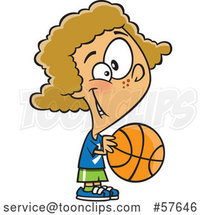 Cartoon Dirty Blond White Girl Playing Basketball by Toonaday