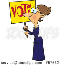 Cartoon Lady, Susan Anthony, Holding up a Vote Sign by Toonaday