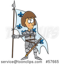 Cartoon Joan of Arc Standing with a Flag by Toonaday