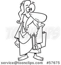 Cartoon Outline of Guy, Plato, Holding a Book by Toonaday