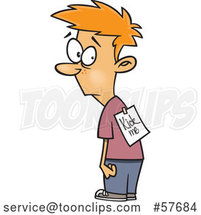 Cartoon Bullied Red Haired White Boy with a Kick Me Sign on His Back by Toonaday
