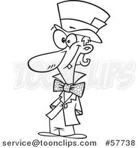 Cartoon Outline of Grinning Hatter by Toonaday