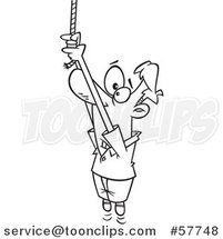 Cartoon Outline of Man Hanging from a Rope End by Toonaday