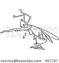 Cartoon Outline of Crazy Hungry Mosquito by Toonaday