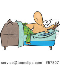 Cartoon Insomniac White Guy Laying in Bed by Toonaday