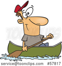 Cartoon Happy White Guy Canoeing by Toonaday