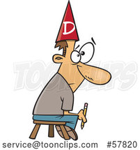 Cartoon Bad White Cartoonist Holding a Pencil, Sitting on a Stool and Wearing a Dunce Cap by Toonaday