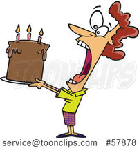Cartoon White Lady Swallowing an Entire Birthday Cake by Toonaday