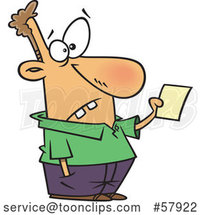 Dumb Cartoon White Guy Holding a Note by Toonaday