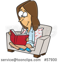 Cartoon White Lady Reading a Book by Toonaday