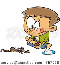 Cartoon White Boy Pulling off His Muddy Shoes by Toonaday