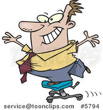 Cartoon Business Man Standing on a Rolling Office Chair by Toonaday