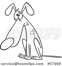 Cartoon Outline of Guilty Dog Sitting by Toonaday