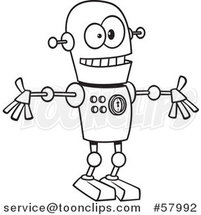 Cartoon Outline of Welcoming Robot by Toonaday