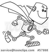 Cartoon Outline of Super Hero Robot by Toonaday