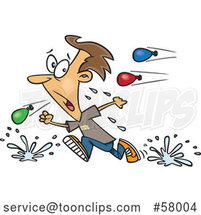 Cartoon White Guy Retreating from a Water Balloon Fight by Toonaday