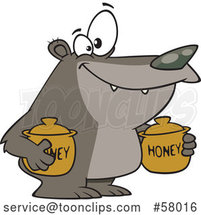 Cartoon Bear Carrying Honey Jars by Toonaday