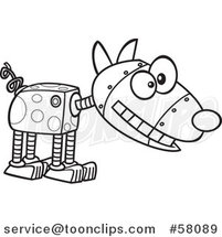 Cartoon Outline of Robotic Dog by Toonaday
