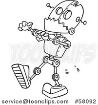 Cartoon Outline of Zombie Robot by Toonaday