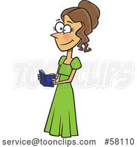 Cartoon Lady Reading a Book, Elizabeth from Pride and Prejudice by Toonaday