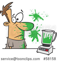 Cartoon Guy Splattered with Parts of a Green Smoothie by Toonaday