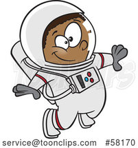 Cartoon Black Boy Astronaut Floating by Toonaday