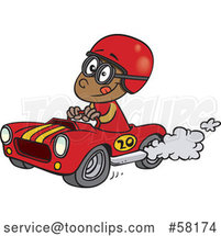 Cartoon Black Race Car Driver Boy by Toonaday