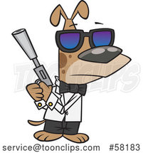 Cartoon Secret Agent Dog Holding a Gun with a Silencer by Toonaday