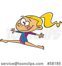 Cartoon Blond White Gymnast Girl Leaping by Toonaday