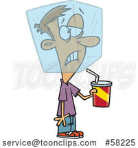 Cartoon White Guy Drinking a Cold Beverage and Experiencing a Brain Freeze by Toonaday