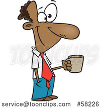 Cartoon Happy Black Businessman Taking a Coffee Break by Toonaday