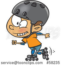Happy Cartoon Boy Roller Blading by Toonaday