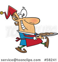 Cartoon of Christmas Elf Carrying a Tray of Cookies by Toonaday