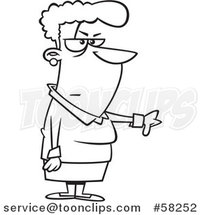 Cartoon Outline of Woman Giving a Thumb down by Toonaday