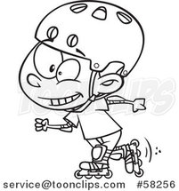 Cartoon Outline of Boy Roller Blading by Toonaday