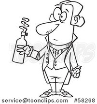 Cartoon Outline of Guy, Antoine Lavoisier, Holding a Bottle by Toonaday