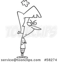 Cartoon Outline of Angry Woman with Folded Arms by Toonaday