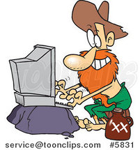 Cartoon Hillbilly Using a Computer by Toonaday