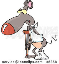 Cartoon Rat with a Cast, Sling and Crutch by Toonaday