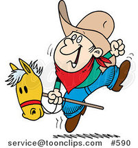 Cartoon Boy Riding a Stick Pony by Toonaday