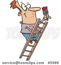 Cartoon Painter Climbing a Ladder by Toonaday