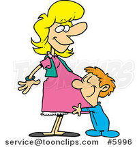 Cartoon Son Hugging His Pregnant Mom by Toonaday