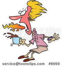 Cartoon Fiery Mouthed Lady with Hot Coffee by Toonaday