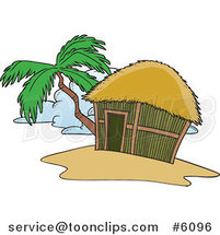Cartoon Tropical Hut on an Island by Toonaday