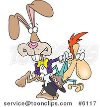 Cartoon Magician Rabbit Pulling a Guy out of a Hat by Toonaday
