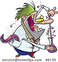 Cartoon Mad Scientist Mixing Chemicals by Toonaday