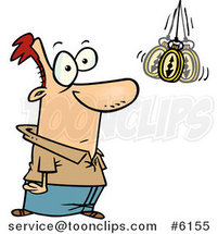 Cartoon Hypnotized Guy Staring at a Swaying Pocket Watch by Toonaday