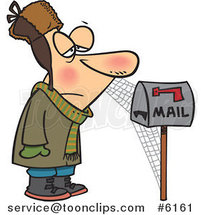 Cartoon Guy Waiting by Mailbox, with Cobwebs by Toonaday