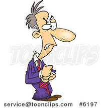 Cartoon Mad Business Man Slapping His Fist in His Hand by Toonaday
