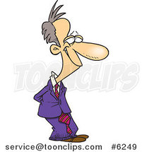 Cartoon Grinning Business Man with His Hands Behind His Back by Toonaday